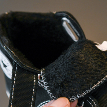 Gyerekek téli vászoncipő fleece béléssel, Velcro-zárás – vastag vászon felsőrész, gumi talp, uniszex