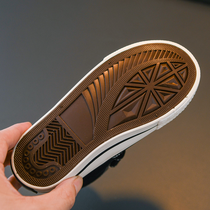 Gyerekek téli vászoncipő fleece béléssel, Velcro-zárás – vastag vászon felsőrész, gumi talp, uniszex