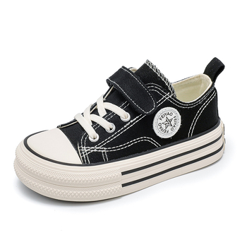 Tenisi de pânză pentru copii, închidere Velcro, talpă din cauciuc, stil coreean, lansare iarna 2025.