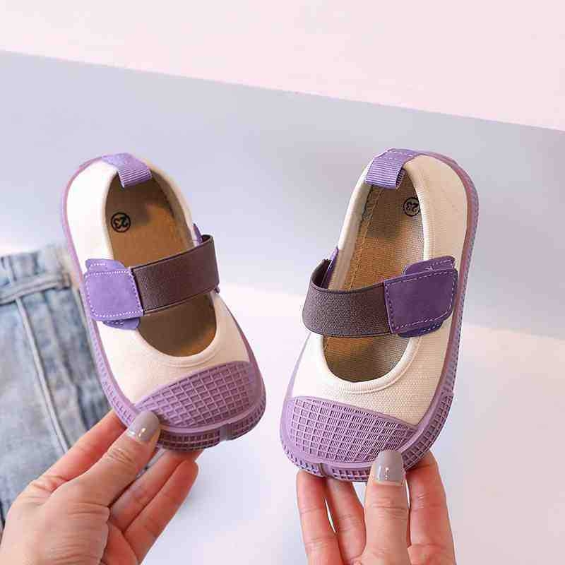 Kisgyermekek vászon Mary Jane cipői 1-3 éveseknek, beltéri használatra, középmagas felsőrész, gumitalp, ragasztott kivitel, tavasz 2025