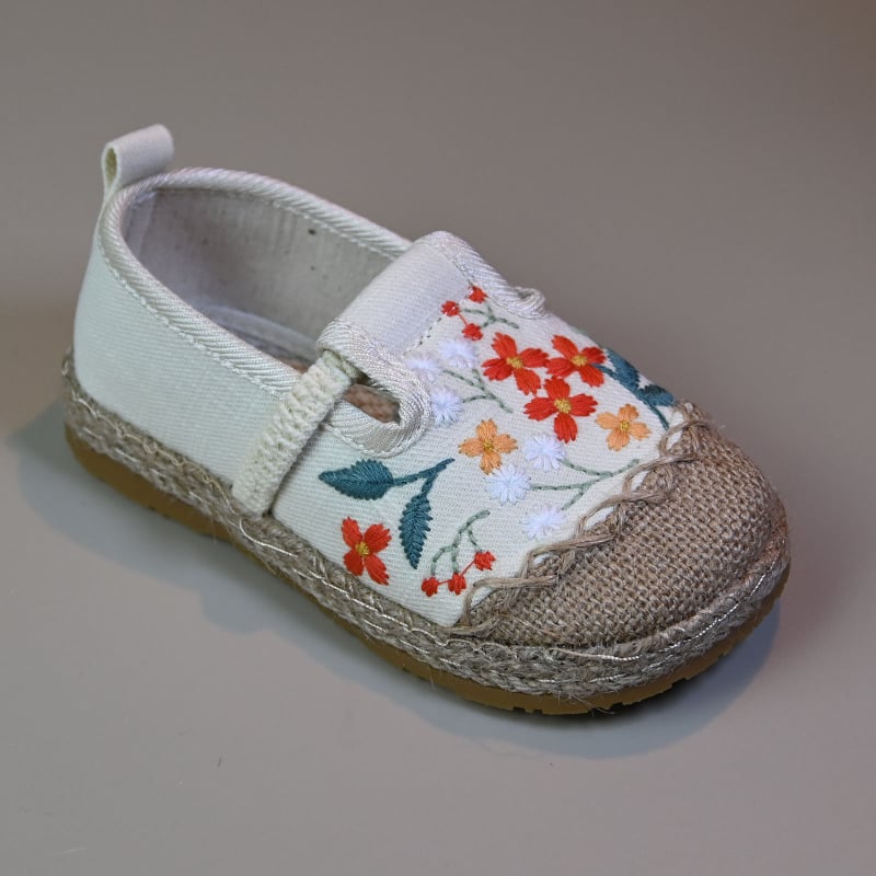 Pantofi Hanfu pentru copii, etnici cu broderie — partea superioară din cânepă, căptușeală PU, talpă din cauciuc