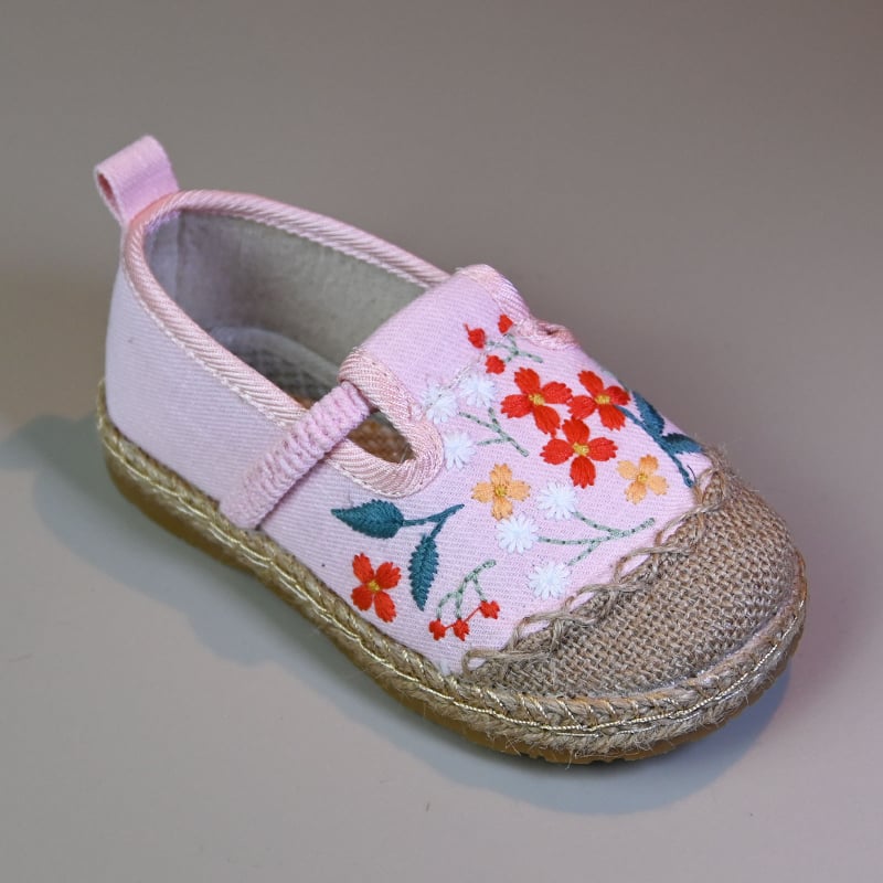 Pantofi Hanfu pentru copii, etnici cu broderie — partea superioară din cânepă, căptușeală PU, talpă din cauciuc