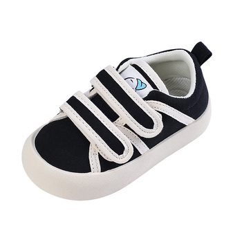 Pantofi de copii din pânză cu Velcro, talpă din cauciuc, interior textil, pentru interior, primăvară–toamnă