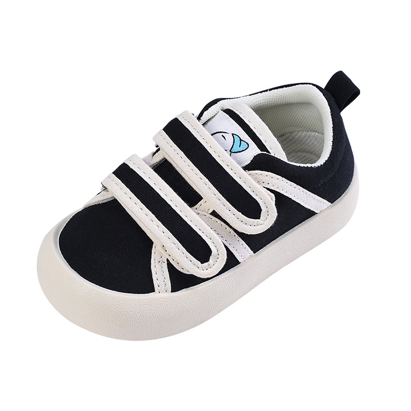 Pantofi de copii din pânză cu Velcro, talpă din cauciuc, interior textil, pentru interior, primăvară–toamnă