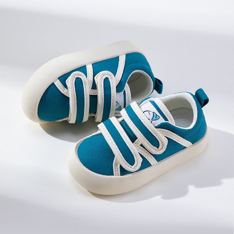 Pantofi de copii din pânză cu Velcro, talpă din cauciuc, interior textil, pentru interior, primăvară–toamnă