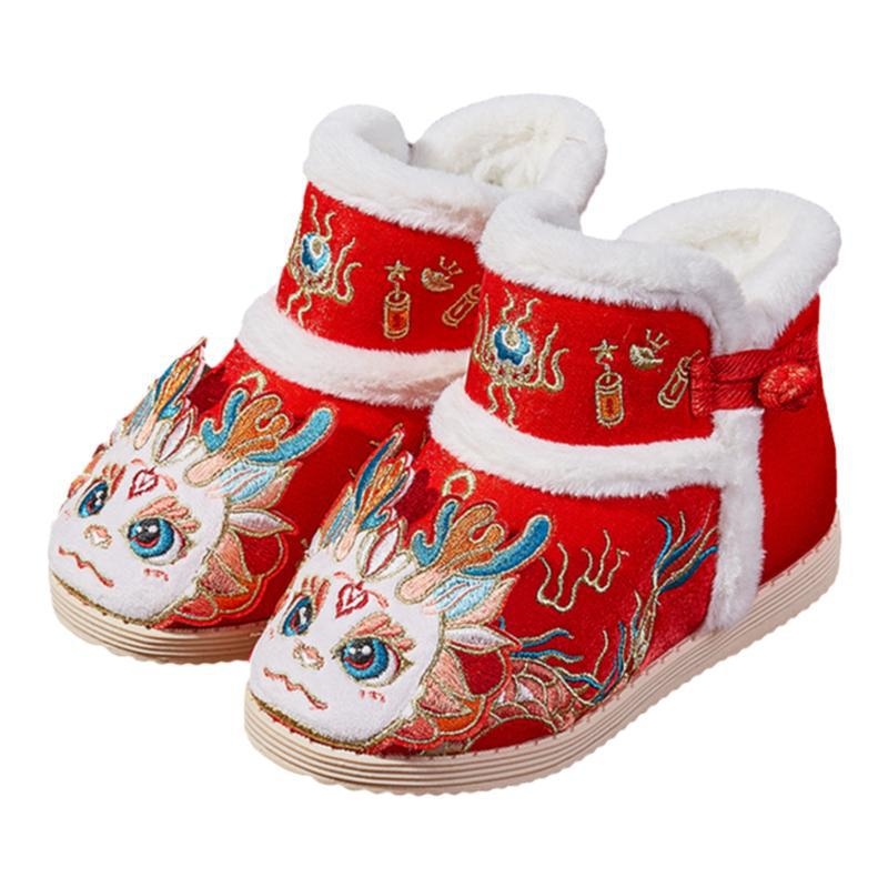 Godina zmaja: nove debeli pamukasti cipeli za bebe i djevojčice, slip-on cipele od pamuka s cvjetnom vezom