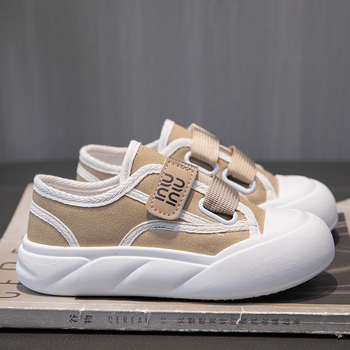 Gyerekeknek szóló vászon cipő Velcro-zárással, alacsony felső rész, Casual stílus, gumírozott talp, PU talpbetét