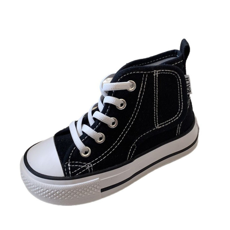 Gyerekeknek készült vászon magas talpú tornacipő tavasszal-őszre — felső rész: vászon, magas szár, gumitalp, Velcro zárás, belső talp műbőr