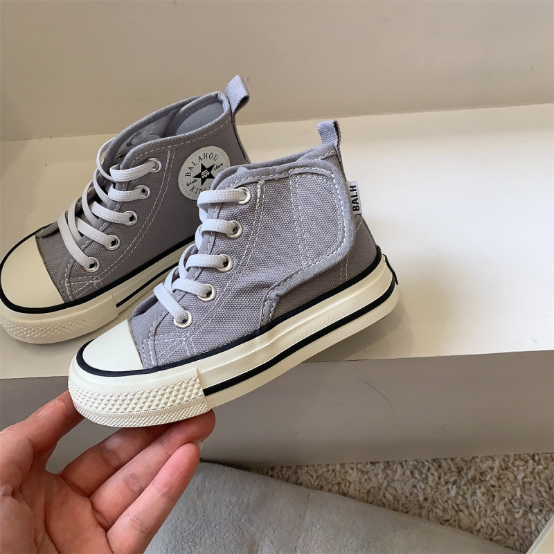 Gyerekeknek készült vászon magas talpú tornacipő tavasszal-őszre — felső rész: vászon, magas szár, gumitalp, Velcro zárás, belső talp műbőr