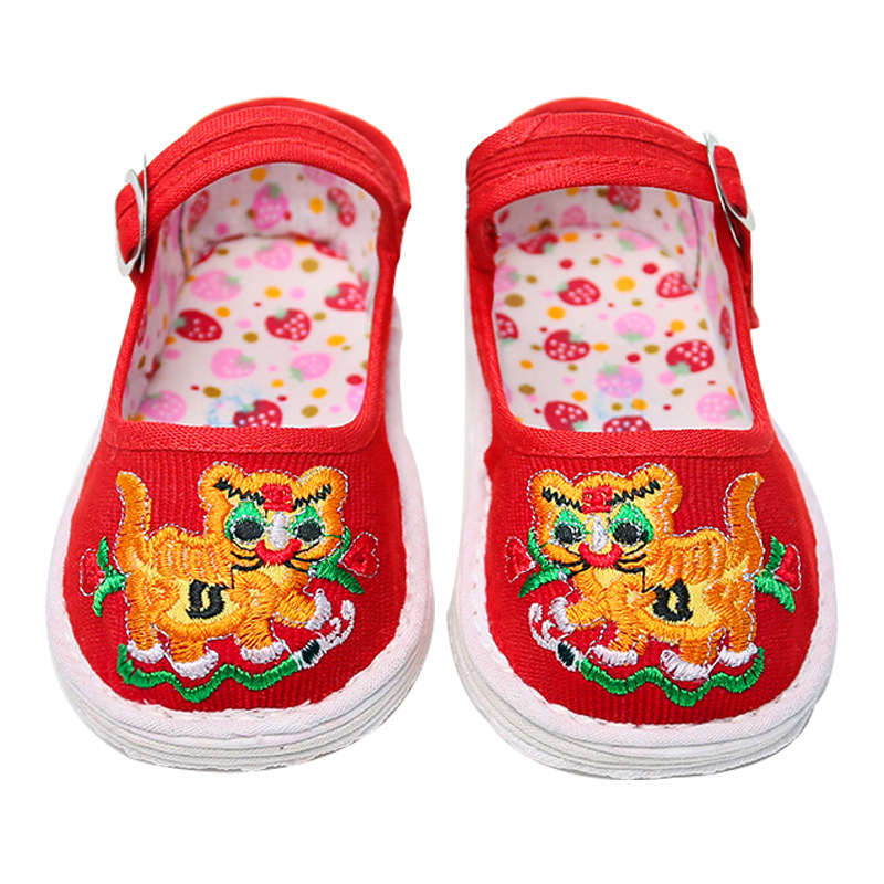 Tiger-head motívumú gyerekcipő, uniszex, 1–3 évesek, vászon felsőrész és talp, csat-zár, légáteresztő, könnyű, csúszásmentes
