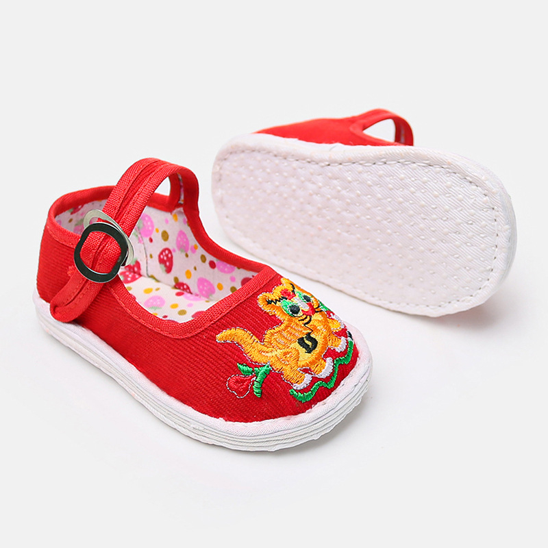 Tiger-head motívumú gyerekcipő, uniszex, 1–3 évesek, vászon felsőrész és talp, csat-zár, légáteresztő, könnyű, csúszásmentes