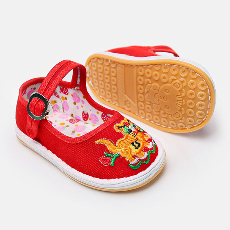 Tiger-head motívumú gyerekcipő, uniszex, 1–3 évesek, vászon felsőrész és talp, csat-zár, légáteresztő, könnyű, csúszásmentes