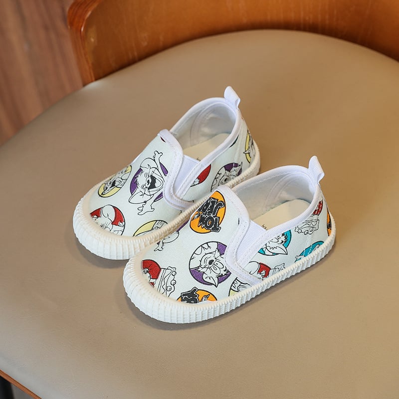Unisex dječje platnene tenisice za vrtić, bijele, niski gornji dio, platneni gornji dio, gumena potplata, Velcro zatvarač, prugasti uzorak, za djecu 3–6 godina