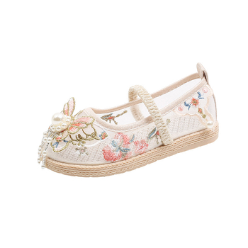 Lányok nyári hálós hímzett cipő, nemzeti szél-stílusban; felsőrész: háló; belső: háló; talpbetét: textile; 1–12 éveseknek