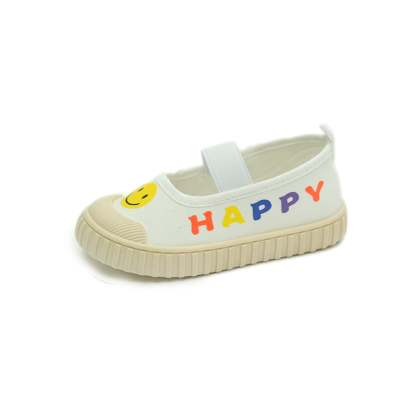 Gyerekeknek készült vászon sneakers, koreai stílus, karikatúra nyomtatás, vékony talp, elasztikus pánt, textil talpbetét