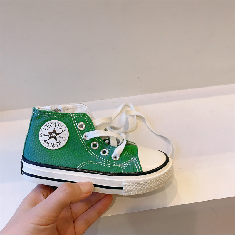 Gyerekeknek való vászon magas szárú sportcipő oldalsó cipzárral, gumírozott talppal, mindennapi uniszex stílus