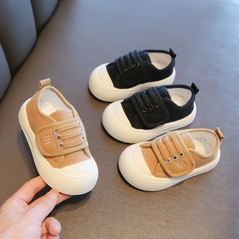 Gyerekeknek készült vászoncipő, alacsony boka, gumírozott talp, 1–3 éveseknek, mindennapi stílus