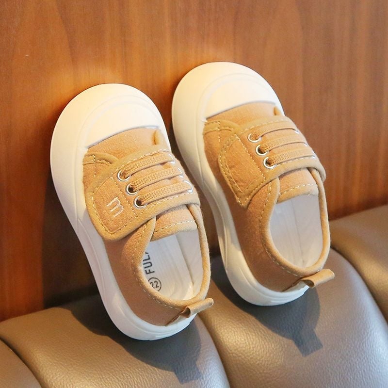 Gyerekeknek készült vászoncipő, alacsony boka, gumírozott talp, 1–3 éveseknek, mindennapi stílus