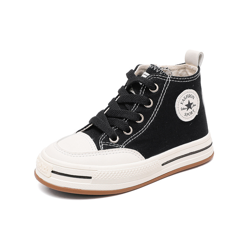 Dječje visoke platnene tenisice s gumom na potplatu, bočnim zatvaračem i tekstilnim uloškom
