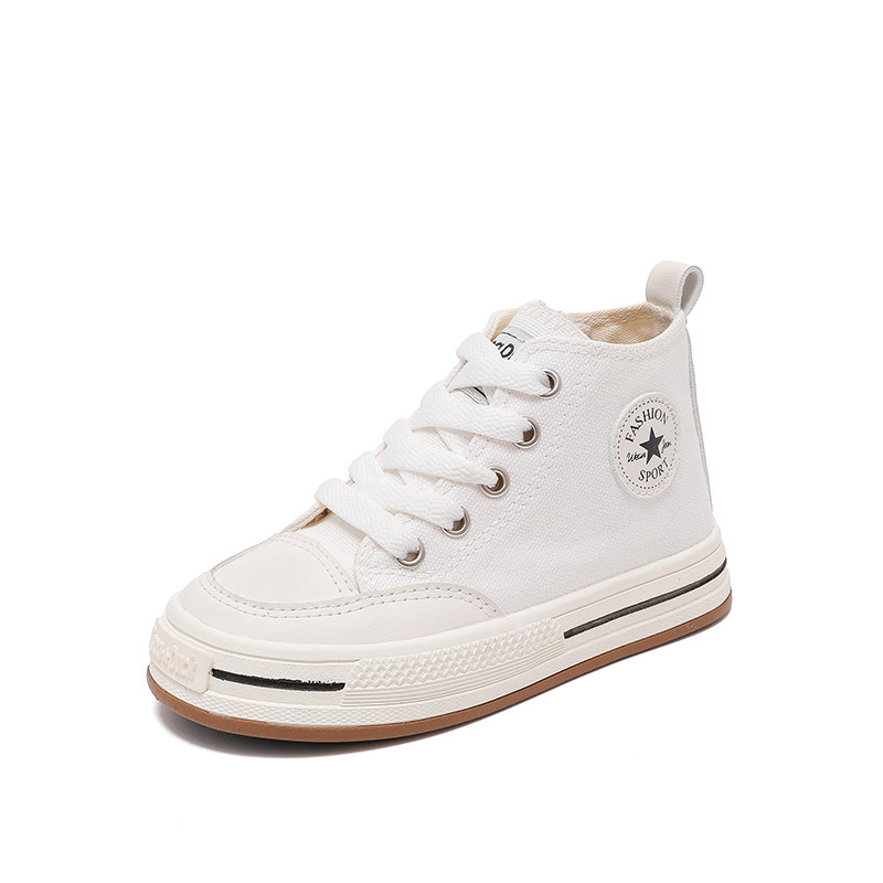 Dječje visoke platnene tenisice s gumom na potplatu, bočnim zatvaračem i tekstilnim uloškom