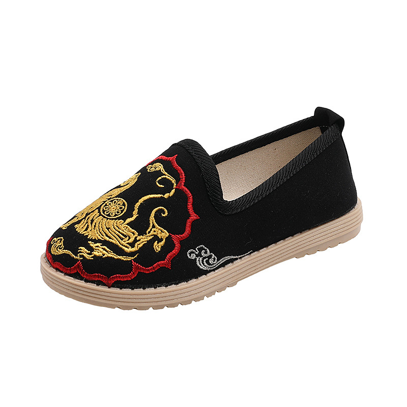 Férfiaknak etnikus stílusú hagyományos vászoncipő hímzéssel — felsőrész vászon, talp gumi, lélegző és könnyű