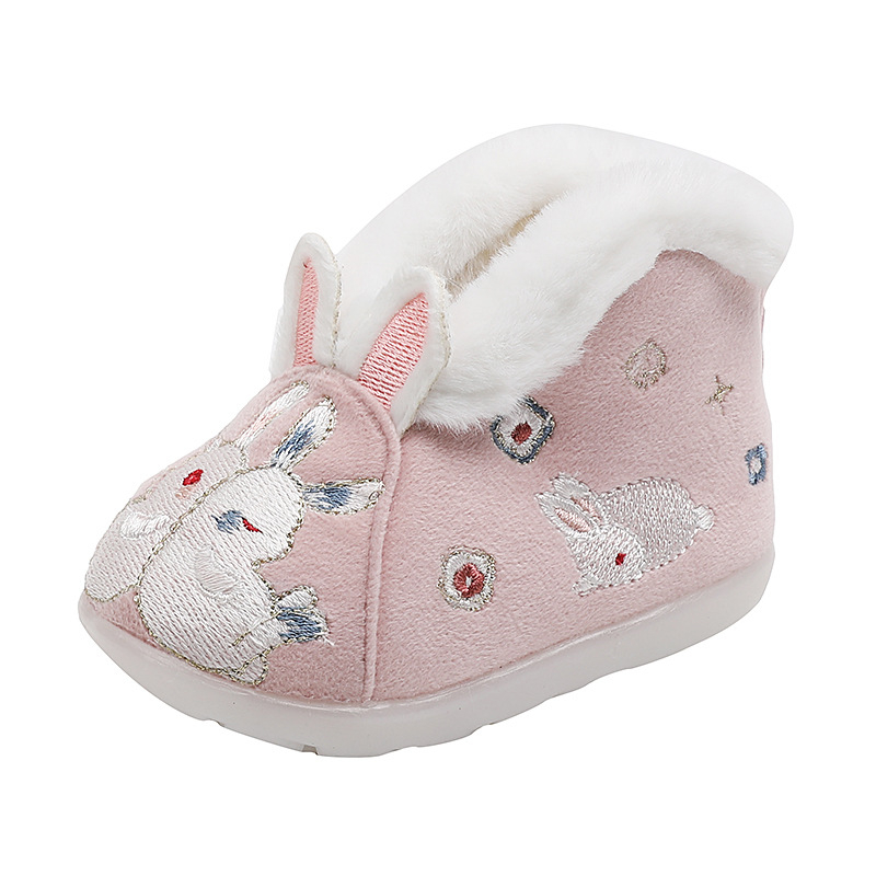 Hanfu bateliai mergaitėms (1–6 m.) – Žiema 2023, viršus iš medvilnės, padas iš jautienos sausgyslės, užtrauktukas galei