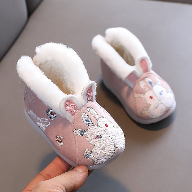 Hanfu bateliai mergaitėms (1–6 m.) – Žiema 2023, viršus iš medvilnės, padas iš jautienos sausgyslės, užtrauktukas galei