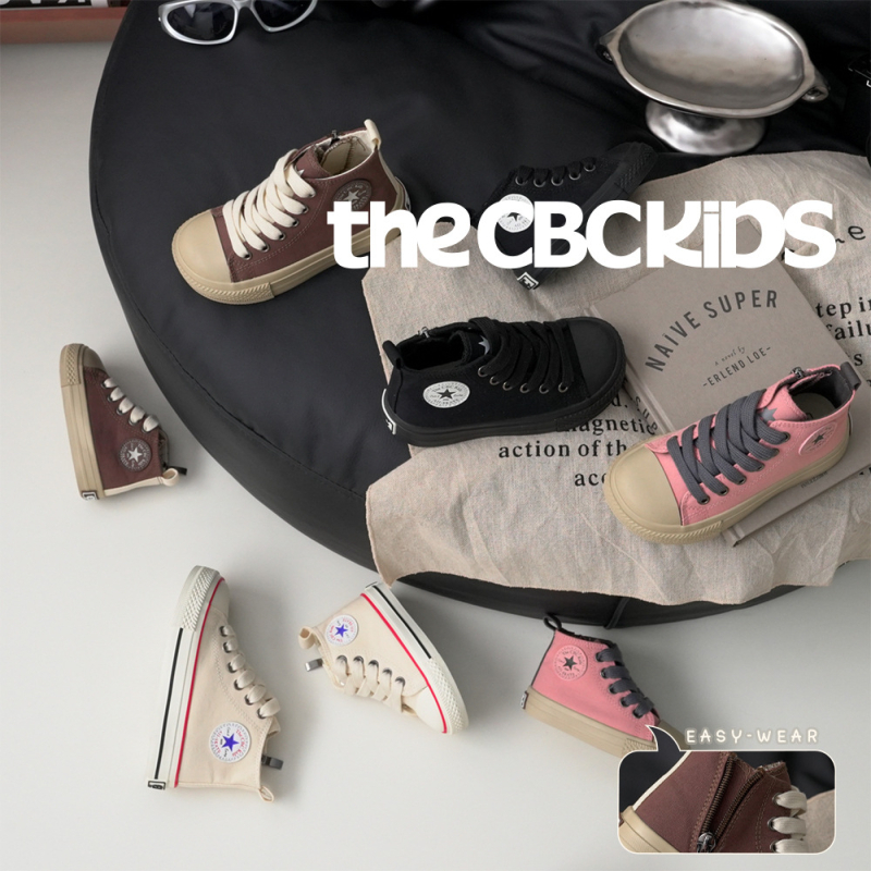 Pantofi de copii din pânză, înalți, unisex, fermoar lateral, talpă din cauciuc