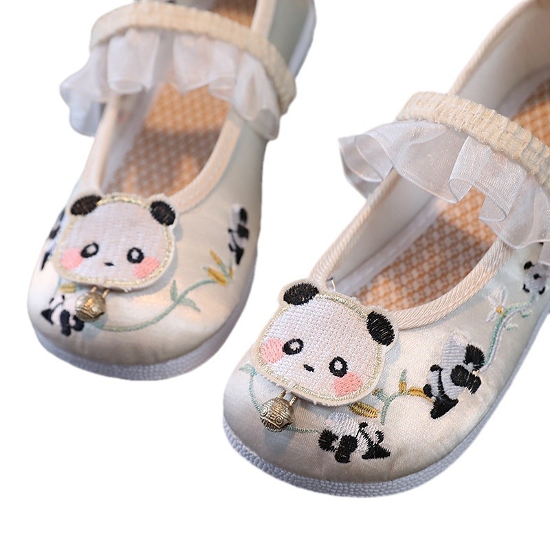 Hanfu stil cipele za djevojčice, s izšivanjem, od tkanine, s Panda motivom