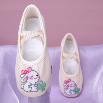 Dječje platnene baletanke za kazališne nastupe, djevojčice, kožna potplata, lagane