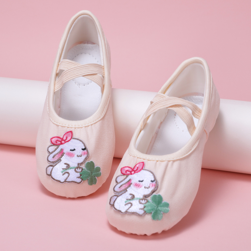 Dječje platnene baletanke za kazališne nastupe, djevojčice, kožna potplata, lagane