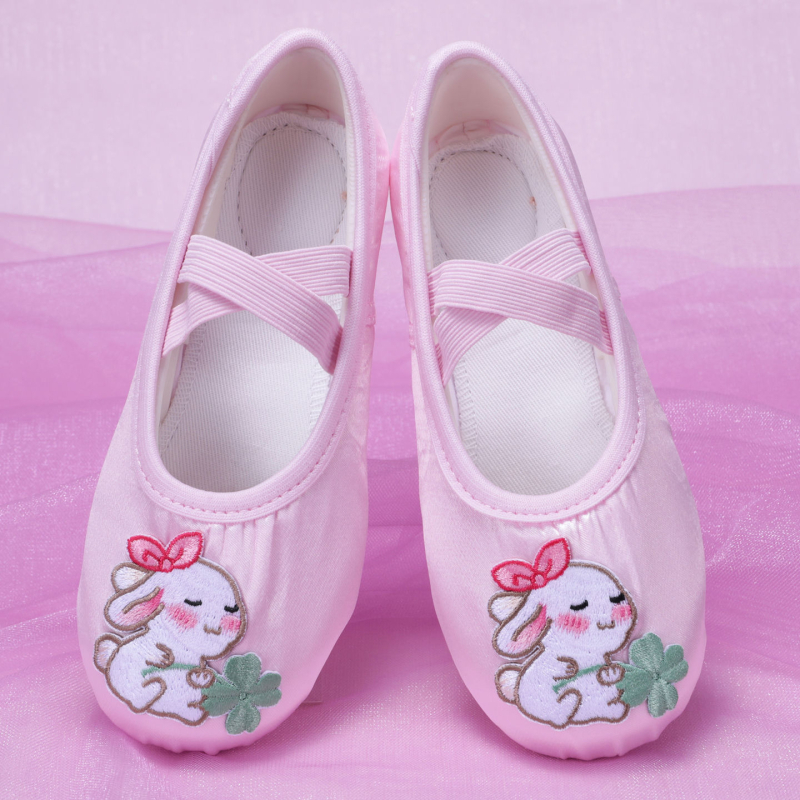 Dječje platnene baletanke za kazališne nastupe, djevojčice, kožna potplata, lagane