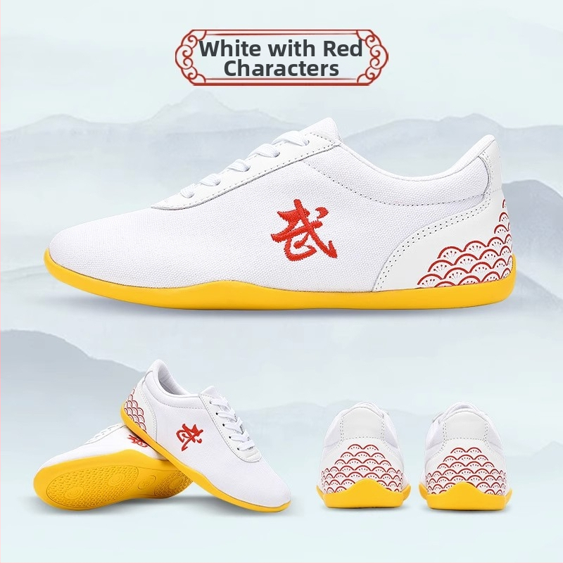 Kovos menų treniruočių bateliai – drobės viršus, žemas kulkšnies aukštis, priekinis raištelių užsegimas, lengva konstrukcija, padas iš jautienos sausgyslės