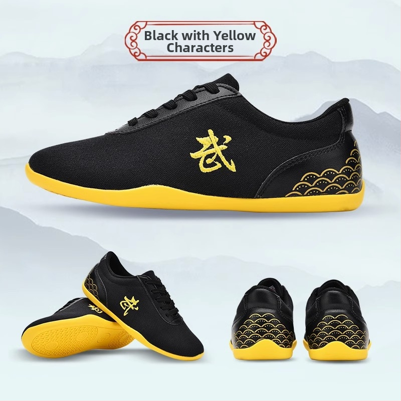 Kovos menų treniruočių bateliai – drobės viršus, žemas kulkšnies aukštis, priekinis raištelių užsegimas, lengva konstrukcija, padas iš jautienos sausgyslės