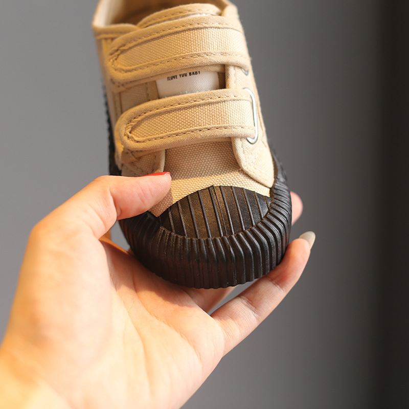 Dječje platnene tenisice s Velcro zatvaračem, korejskog stila, niski gornji dio, platnina gornja, plastična potplat — prozračne, protusklizne, izdržljive