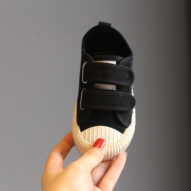 Dječje platnene tenisice s Velcro zatvaračem, korejskog stila, niski gornji dio, platnina gornja, plastična potplat — prozračne, protusklizne, izdržljive