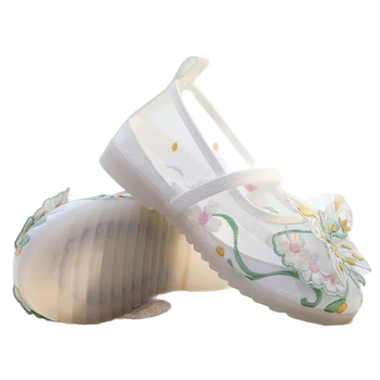 Tüdrukute Hanfu jalanõud, tikitud etnilise stiiliga, ülemine osa puuvillane, tallad veise kõõluse materjaliga, 2025 kevad