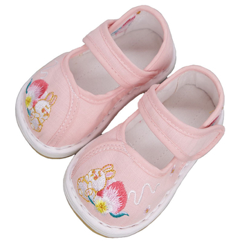 Gyerekeknek készült kézzel készített pamut vászon cipő hímzéssel, ezerrétegű talppal, izzadságot felszívó és deodoráló, Velcro-zárás, 2 éveseknek, kínai stílusú Han dinasztia cipő