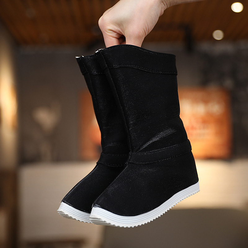 Csillogó textil felsőrészű csizma, nemzeti stílus, fiúknak 3–11 évesek