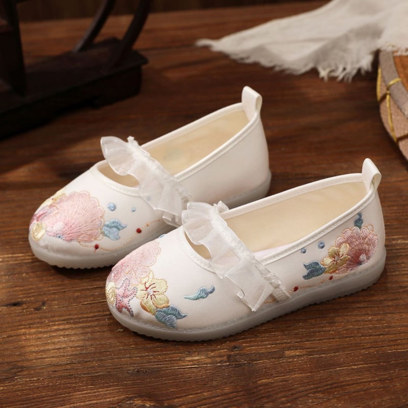 Gyerek Hanfu lapos cipő, etnikus stílus, felsőrész: pamut, belső és talp: textil,talp: marhatenyész, márka Xuan yu art, 1–12 évesek