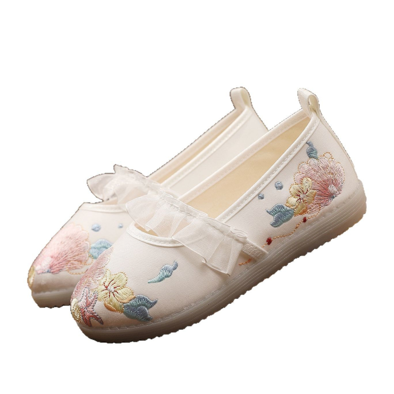 Gyerek Hanfu lapos cipő, etnikus stílus, felsőrész: pamut, belső és talp: textil,talp: marhatenyész, márka Xuan yu art, 1–12 évesek