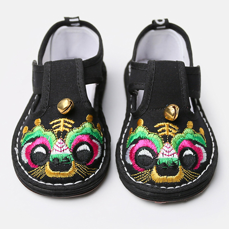 Pantofi de mers pentru copii cu cap de tigru, din pânză, închidere Velcro, pentru 1–3 ani, respirabili, impermeabili, ușori, antialunecare