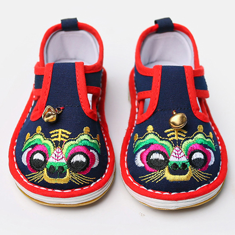 Pantofi de mers pentru copii cu cap de tigru, din pânză, închidere Velcro, pentru 1–3 ani, respirabili, impermeabili, ușori, antialunecare