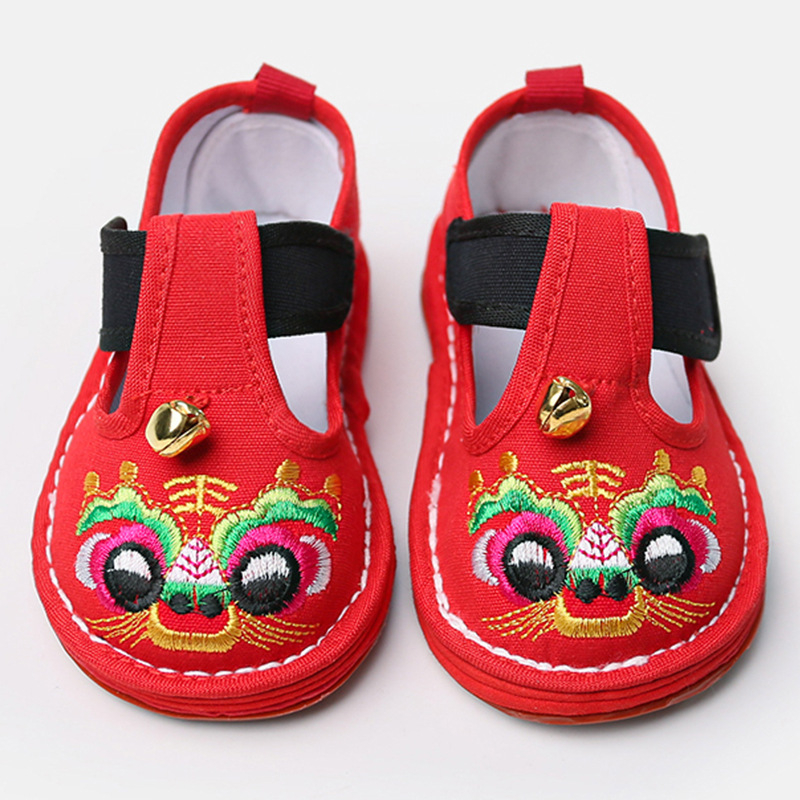 Pantofi de mers pentru copii cu cap de tigru, din pânză, închidere Velcro, pentru 1–3 ani, respirabili, impermeabili, ușori, antialunecare