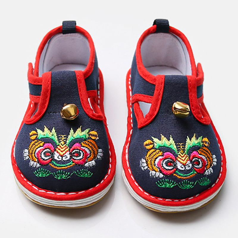 Pantofi de mers pentru copii cu cap de tigru, din pânză, închidere Velcro, pentru 1–3 ani, respirabili, impermeabili, ușori, antialunecare