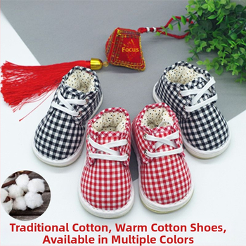 Kūdikių bateliai su tigro galva – iš medvilnės, daugiasluoksė, šilti ir prakaito sugeriantys, tekstilinė padas, 1–3 metų amžiaus, Kinijos stilius, 2024 m. ruduo