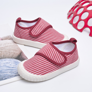 Pantofi pentru copii din pânză, slip-on, cu dungi, talpă PVC, branț EVA, unisex, primăvară-toamnă, vârsta 4–12 ani.