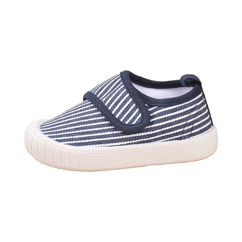 Pantofi pentru copii din pânză, slip-on, cu dungi, talpă PVC, branț EVA, unisex, primăvară-toamnă, vârsta 4–12 ani.