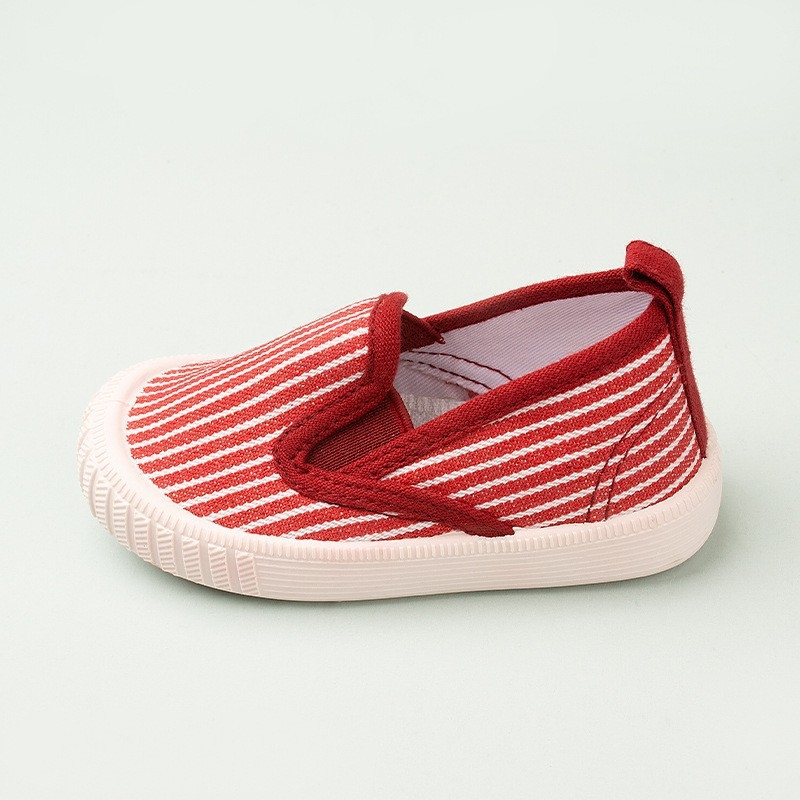 Pantofi pentru copii din pânză, slip-on, cu dungi, talpă PVC, branț EVA, unisex, primăvară-toamnă, vârsta 4–12 ani.