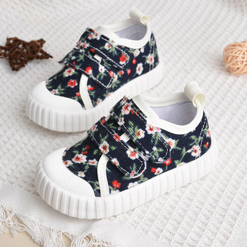 Deti tenisky z plátna s kvetinovým vzorom, na zips, nízky strih, EVA vložka, TPR podrážka